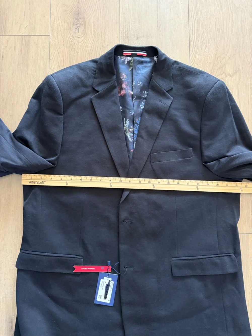 NEW Soul of London Textured Notch Lapel Double Button Blazer Size 48R in Black